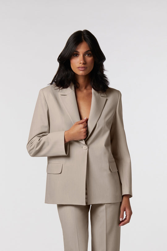 Blazer Asolo Oblise in crêpe fluido, colore tortora