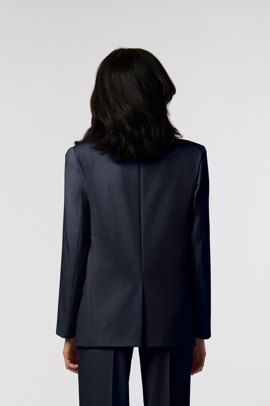 Blazer Asolo Oblise in crêpe fluido, colore blu navy