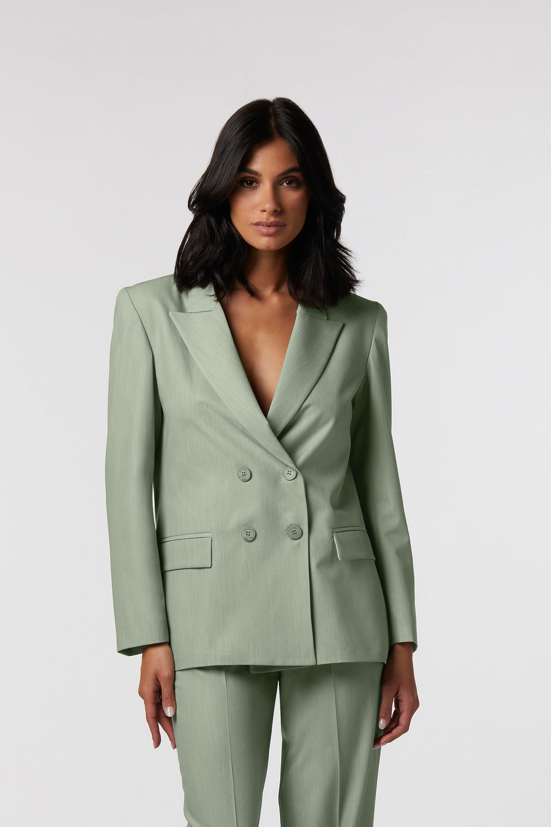 Blazer Asolo Oblise in crêpe fluido, colore salvia