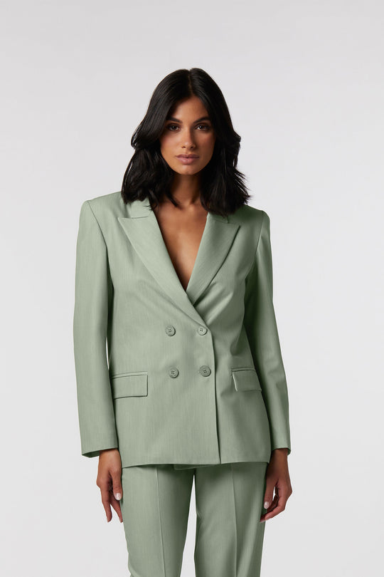 Blazer Asolo Oblise in crêpe fluido, colore salvia