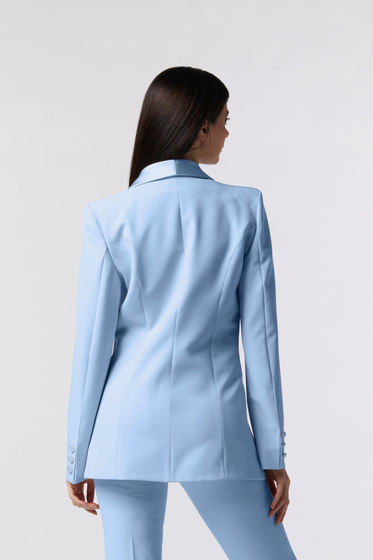 Blazer Orvieto Oblise in lana stretch, colore cielo