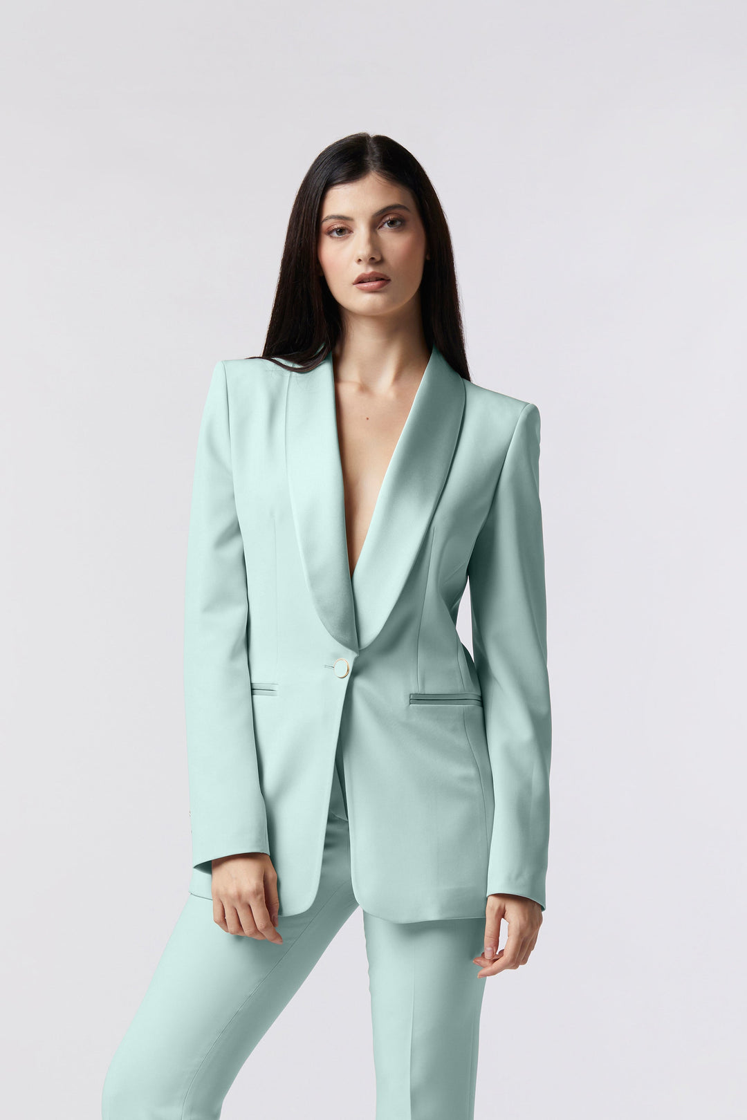 Blazer Orvieto Oblise in lana stretch, colore acqua