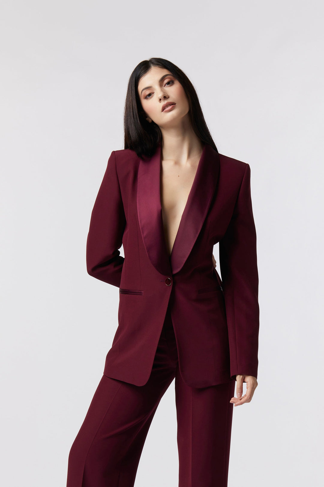 Blazer Orvieto Oblise in lana stretch, colore bordeaux