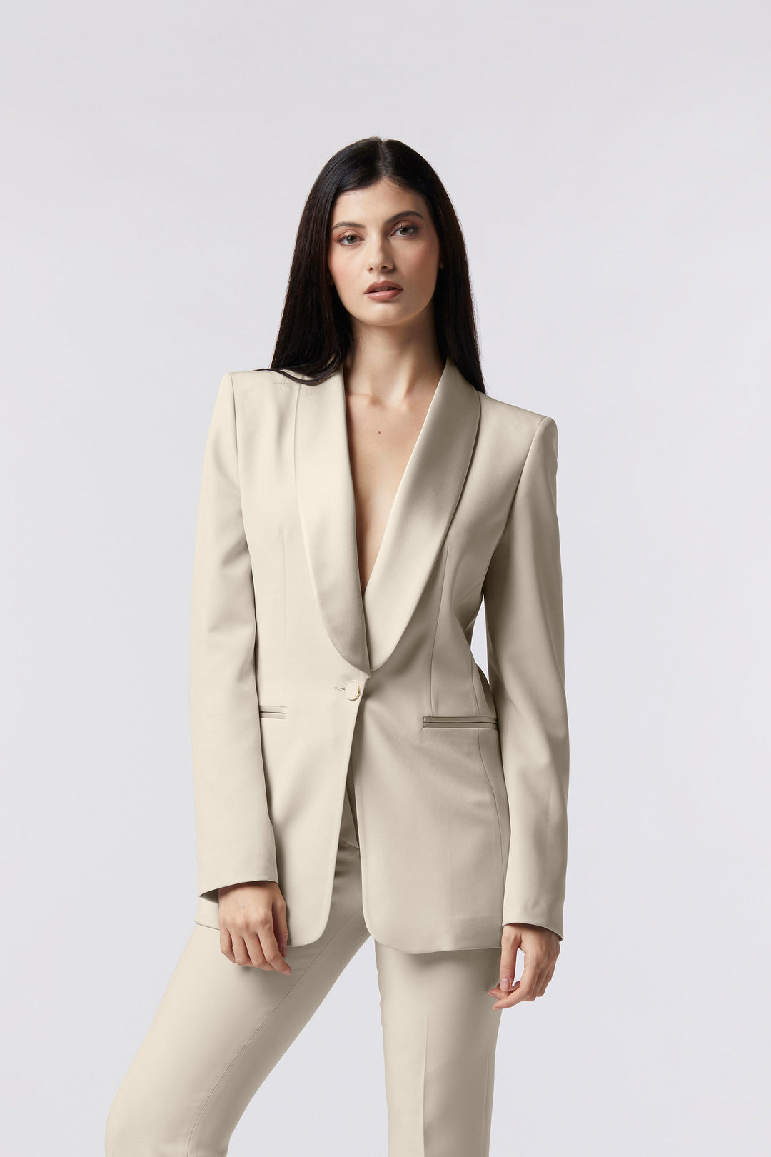 Blazer Orvieto Oblise in lana stretch, colore avorio