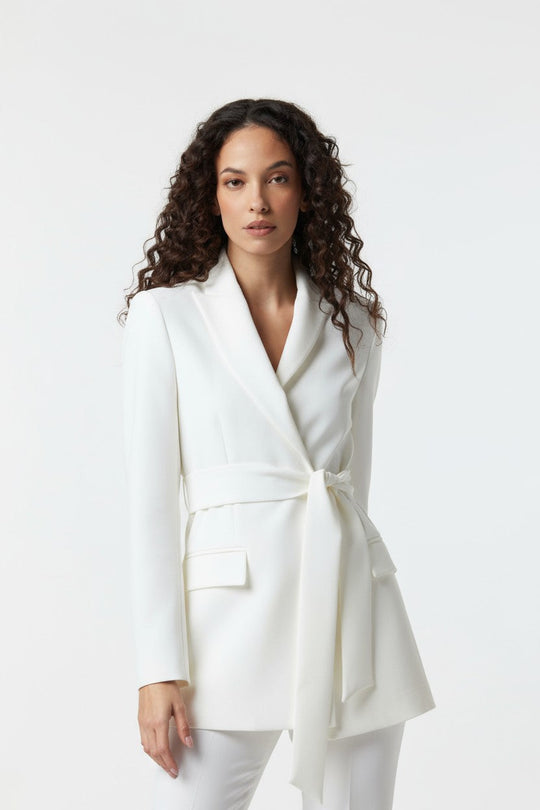 Blazer Orvieto Oblise in lana stretch, colore bianco