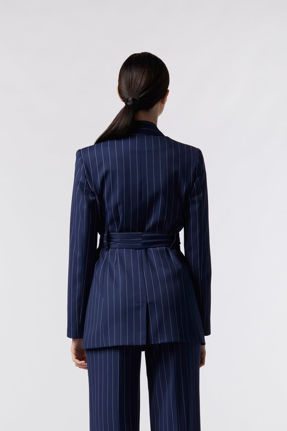 Blazer Spello Oblise in gessato milano, colore blu
