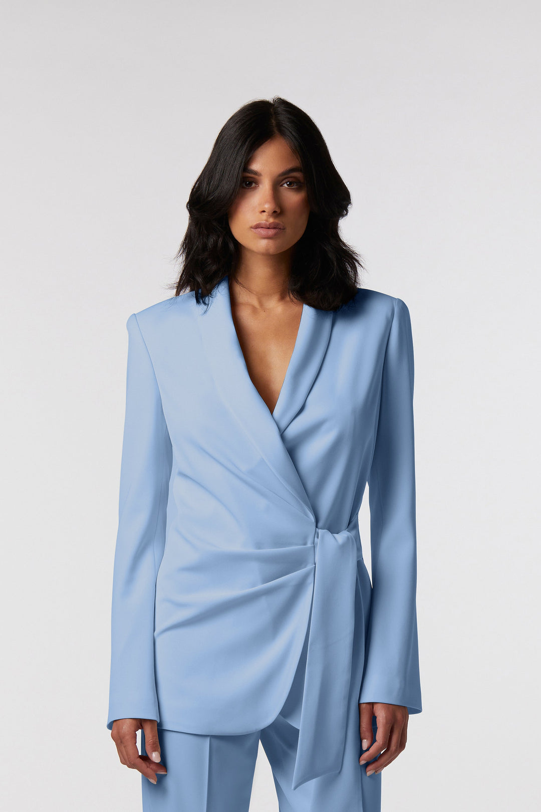 Blazer Todi Oblise in raso opaco, colore cielo