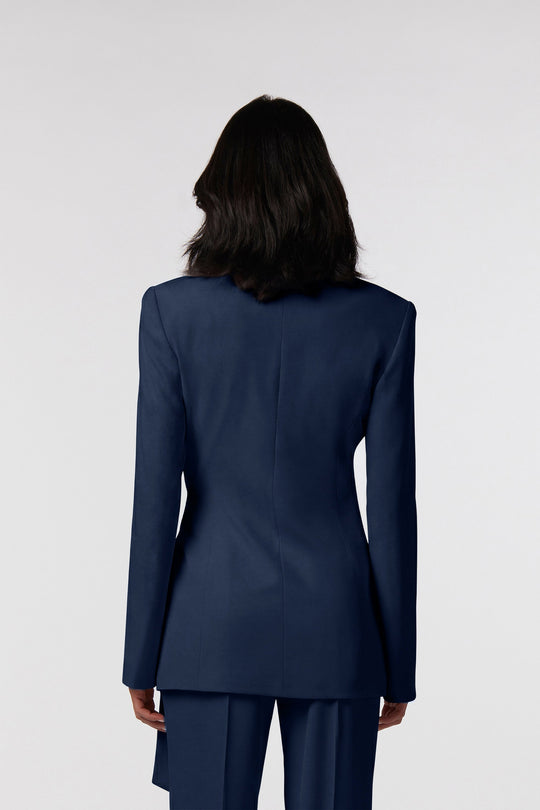 Blazer Todi Oblise in raso opaco, colore blu navy