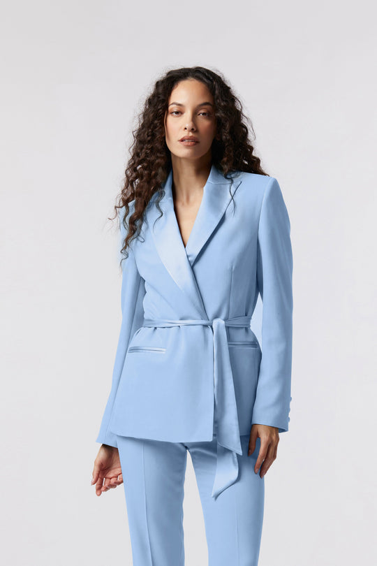 Blazer Todi Oblise in raso opaco, colore cielo