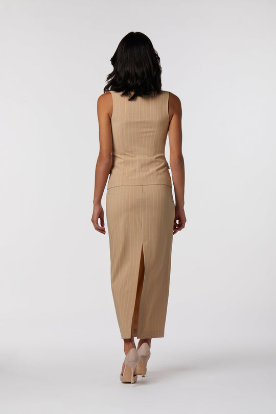 Coordinato Maratea Oblise in gessato milano, colore beige