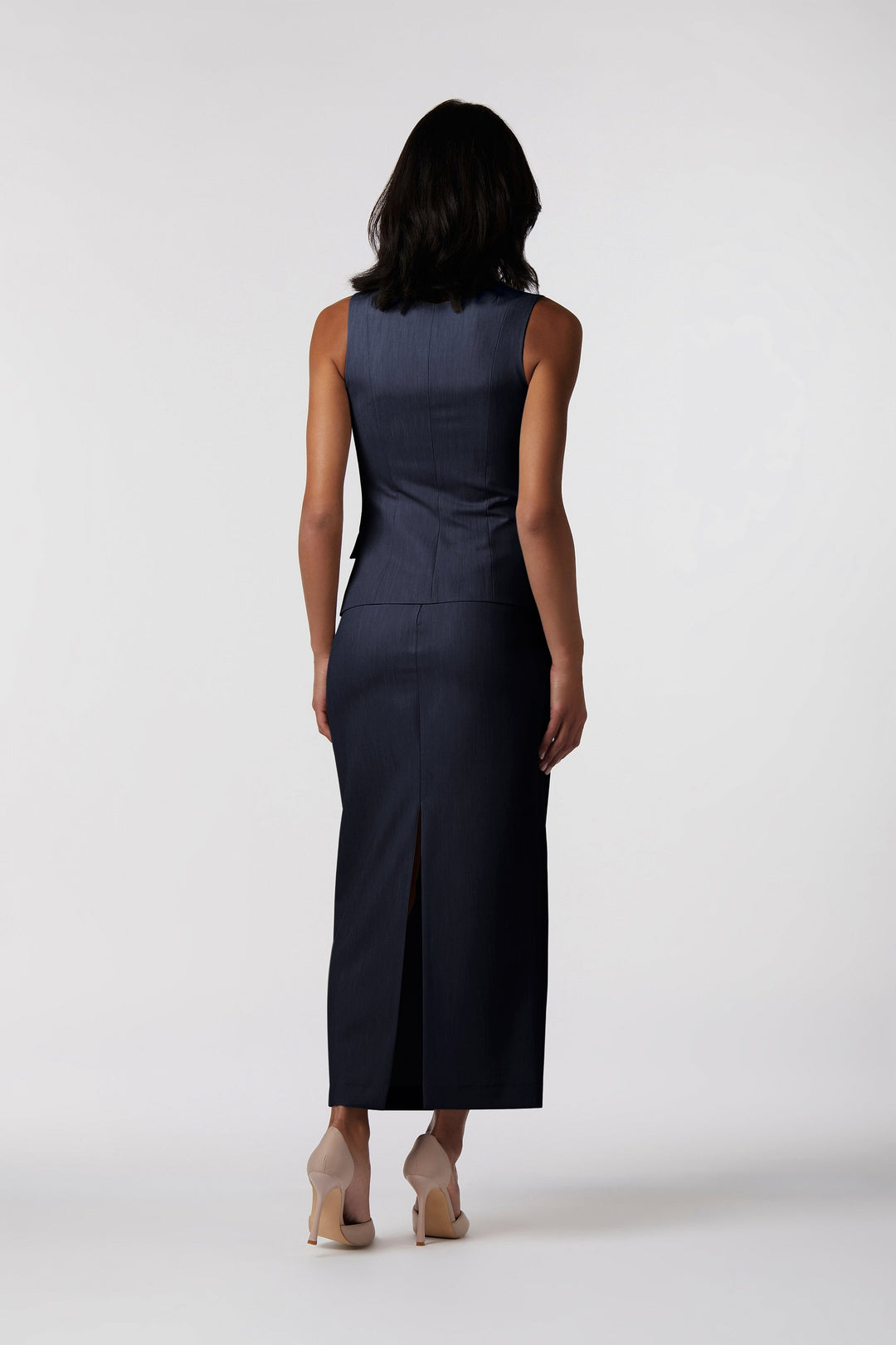 Coordinato Tropea Oblise in crêpe fluido, colore blu navy