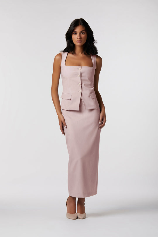 Coordinato Tropea Oblise in crêpe fluido, colore rosa