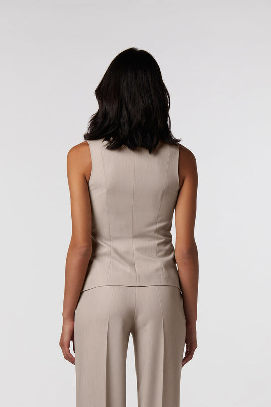 Gilet Sperlonga Oblise in crêpe fluido, colore tortora