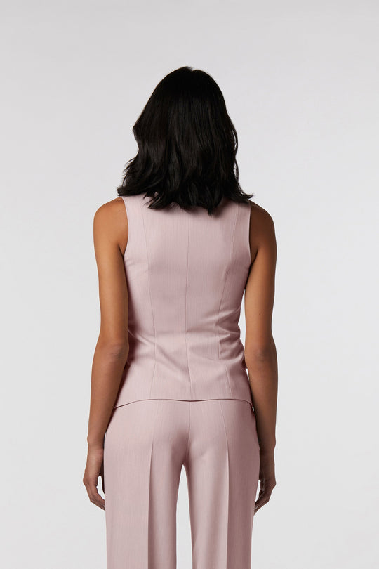 Gilet Sperlonga Oblise in crêpe fluido, colore rosa