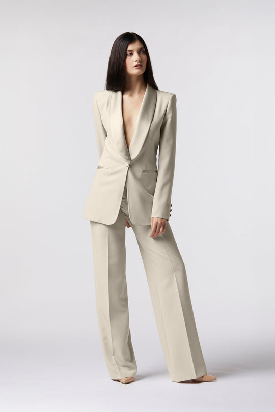 Tailleur Cortona Oblise in lana stretch, colore avorio