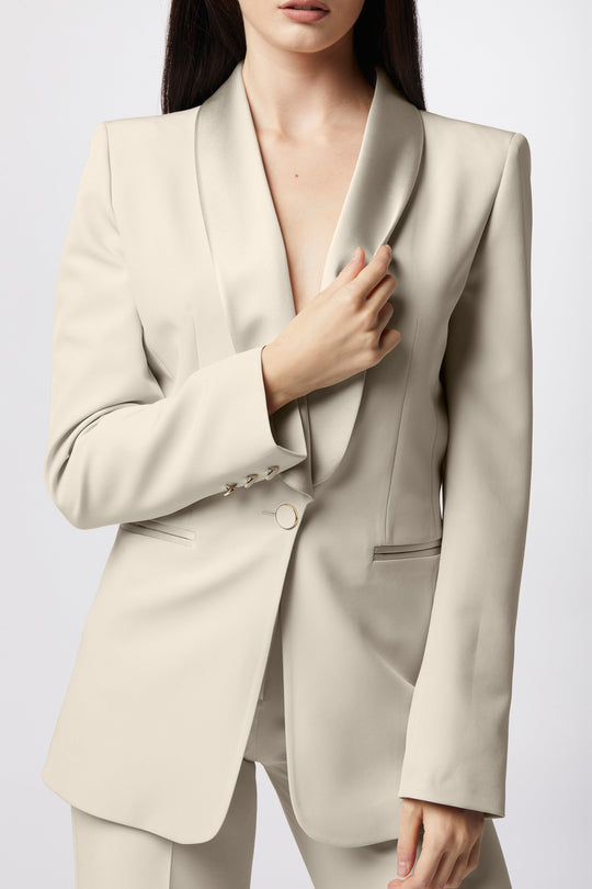 Tailleur Cortona Oblise in lana stretch, colore avorio