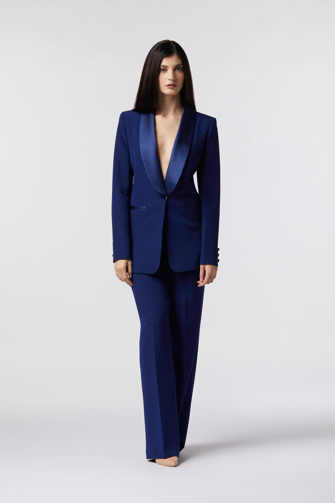 Tailleur Cortona Oblise in lana stretch, colore blu