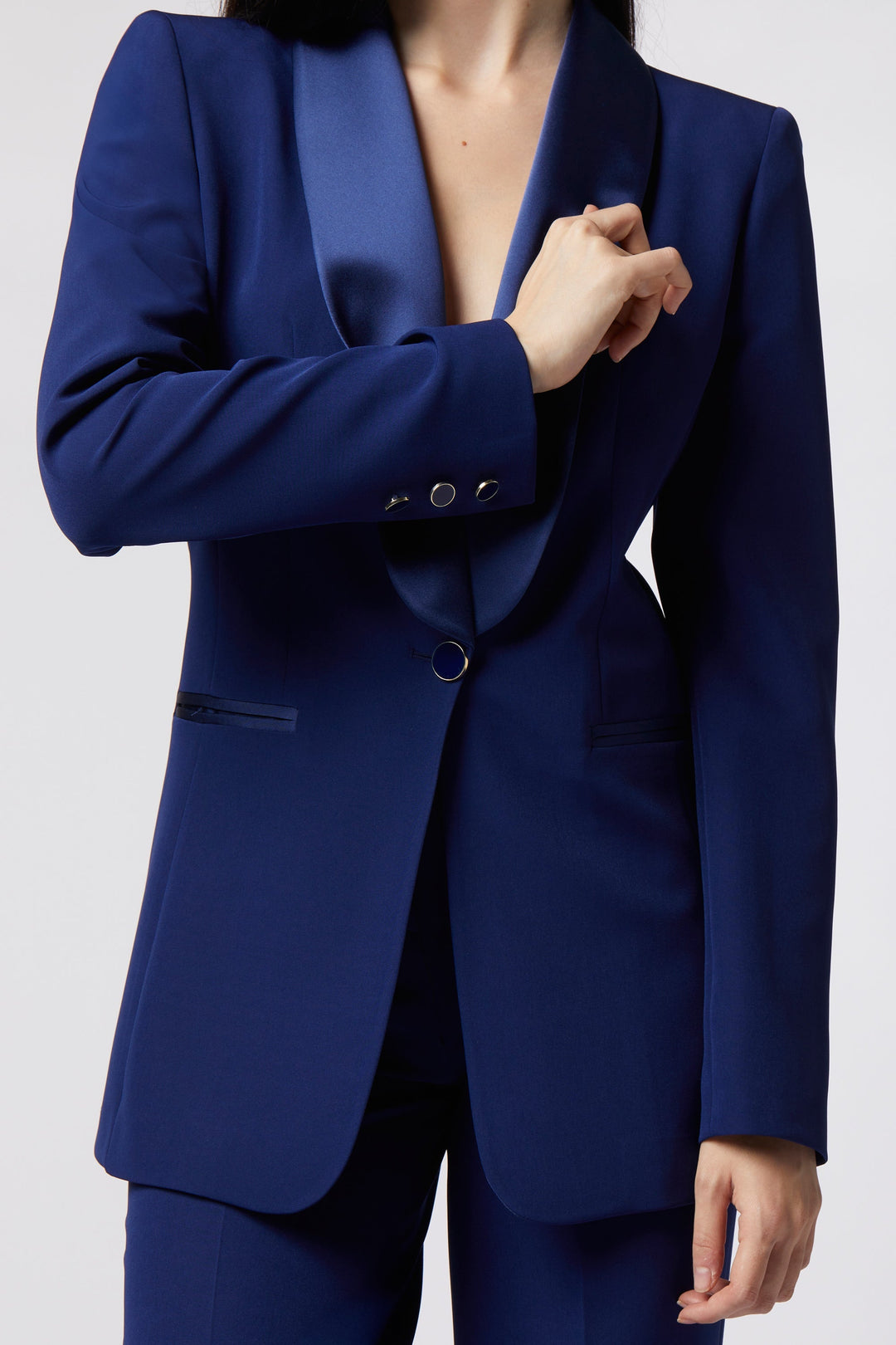 Tailleur Cortona Oblise in lana stretch, colore blu