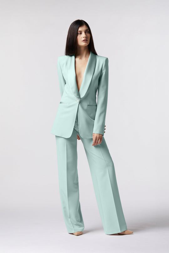 Tailleur Cortona Oblise in lana stretch, colore acqua