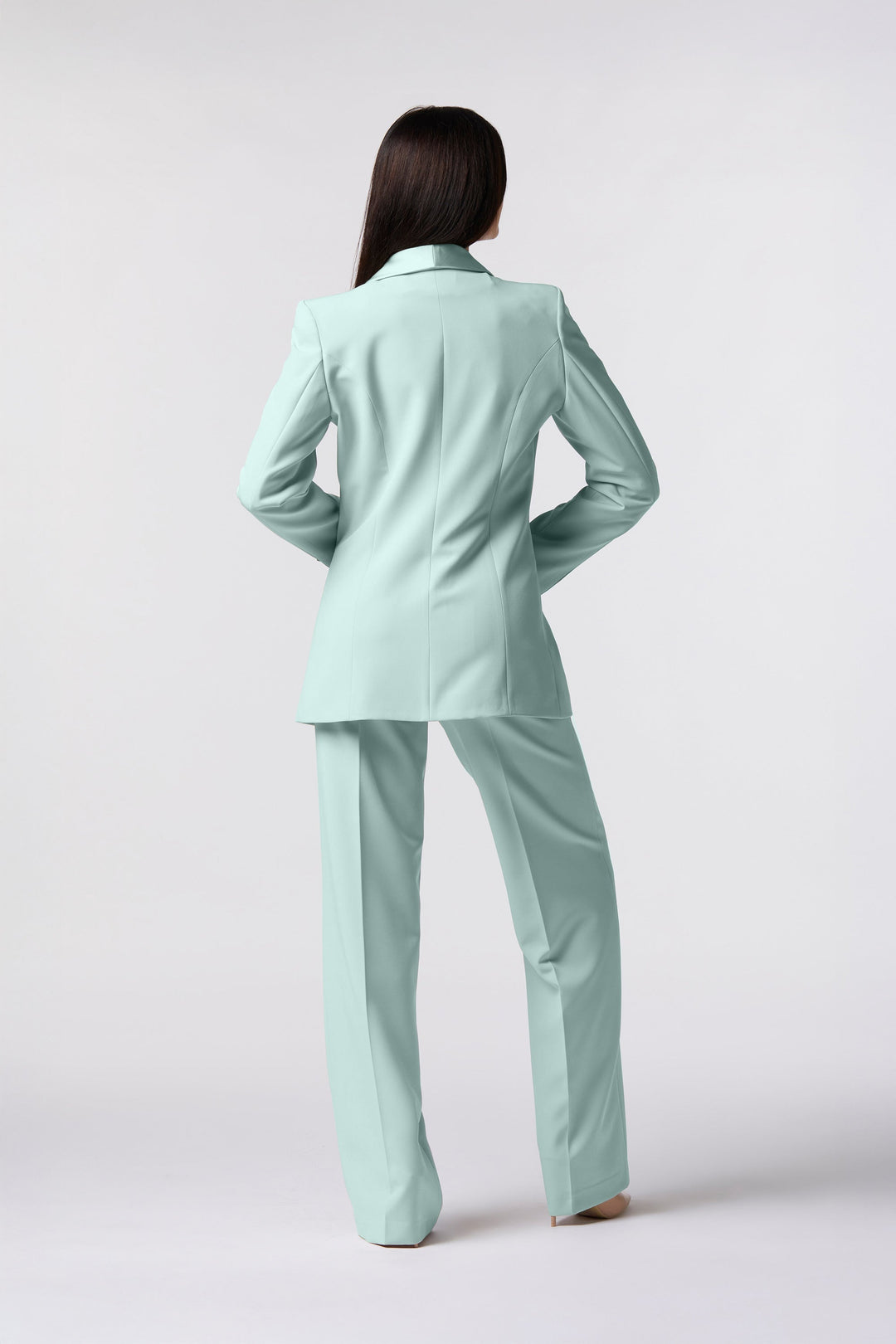 Tailleur Cortona Oblise in lana stretch, colore acqua