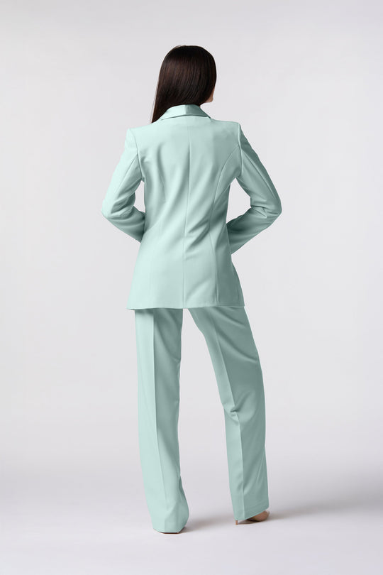 Tailleur Cortona Oblise in lana stretch, colore acqua