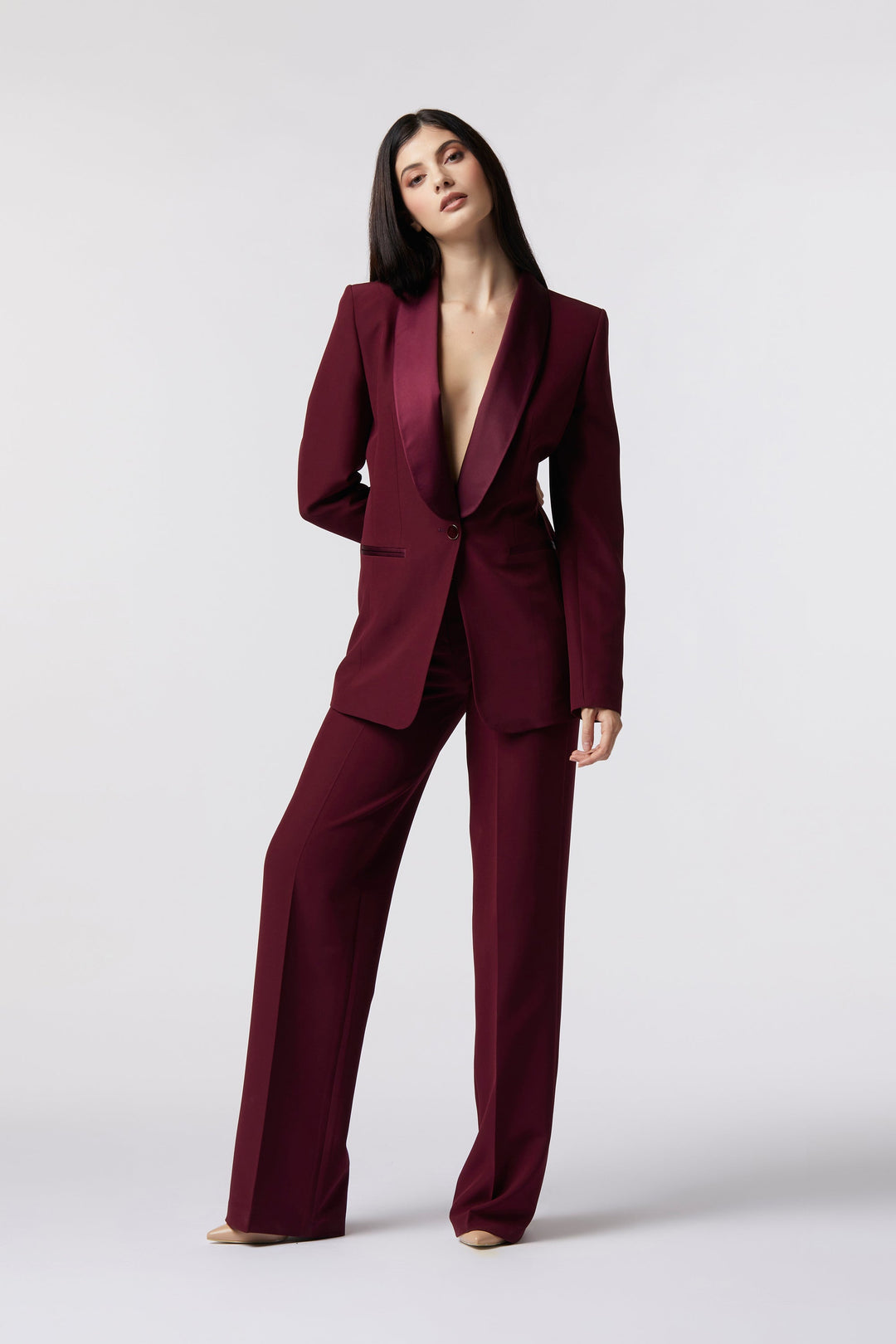 Tailleur Cortona Oblise in lana stretch, colore bordeaux