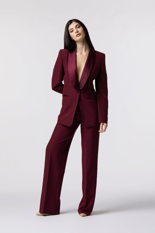 Tailleur Cortona Oblise in lana stretch, colore bordeaux