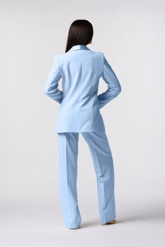 Tailleur Cortona Oblise in lana stretch, colore cielo