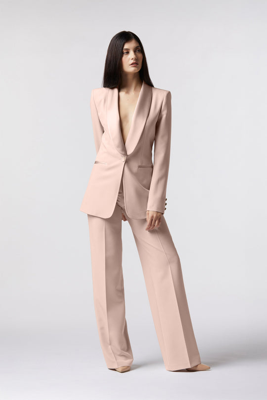 Tailleur Cortona Oblise in lana stretch, colore rosa