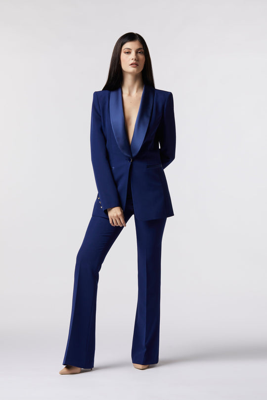 Tailleur Cortona Oblise in lana stretch, colore blu