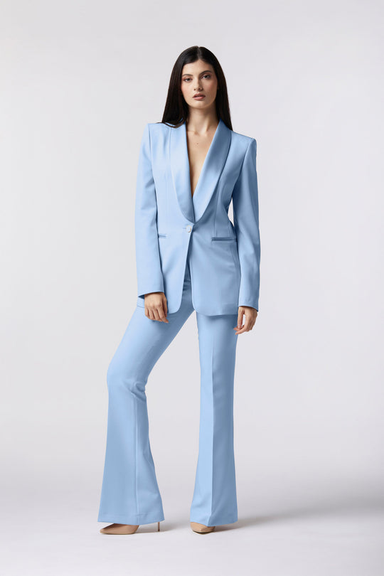 Tailleur Cortona Oblise in lana stretch, colore cielo
