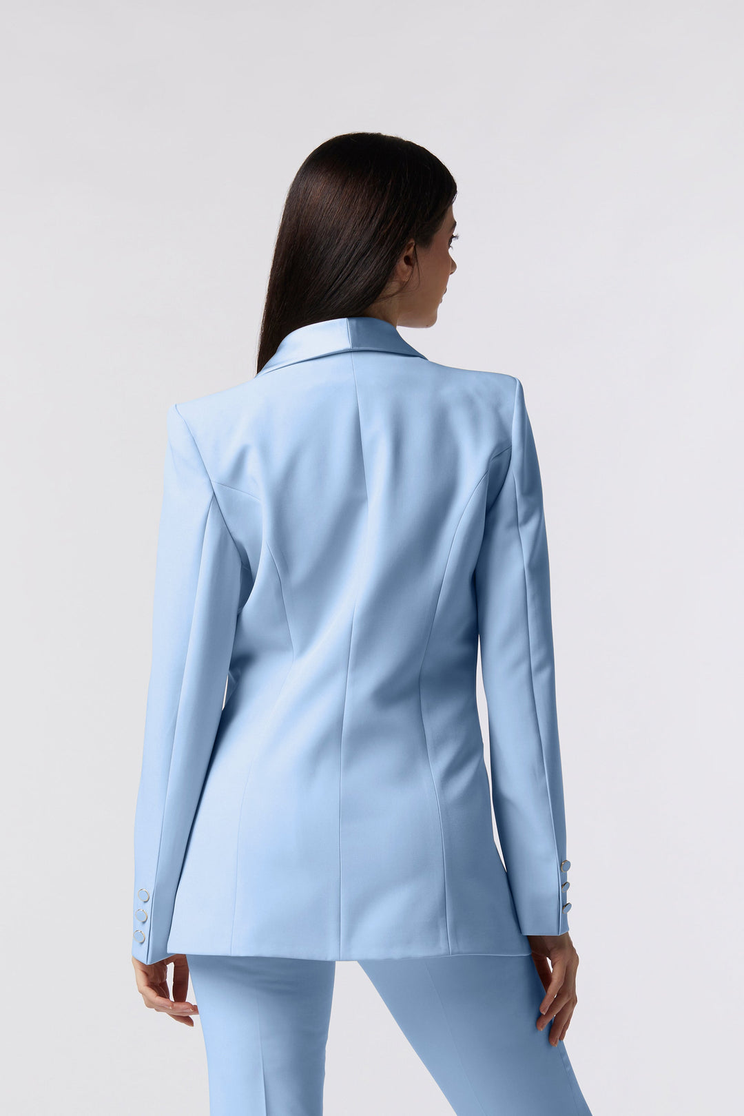 Tailleur Cortona Oblise in lana stretch, colore cielo