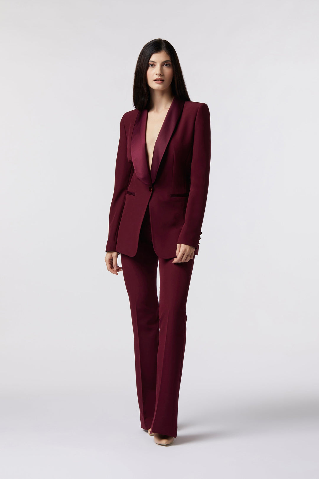 Tailleur Cortona Oblise in lana stretch, colore bordeaux