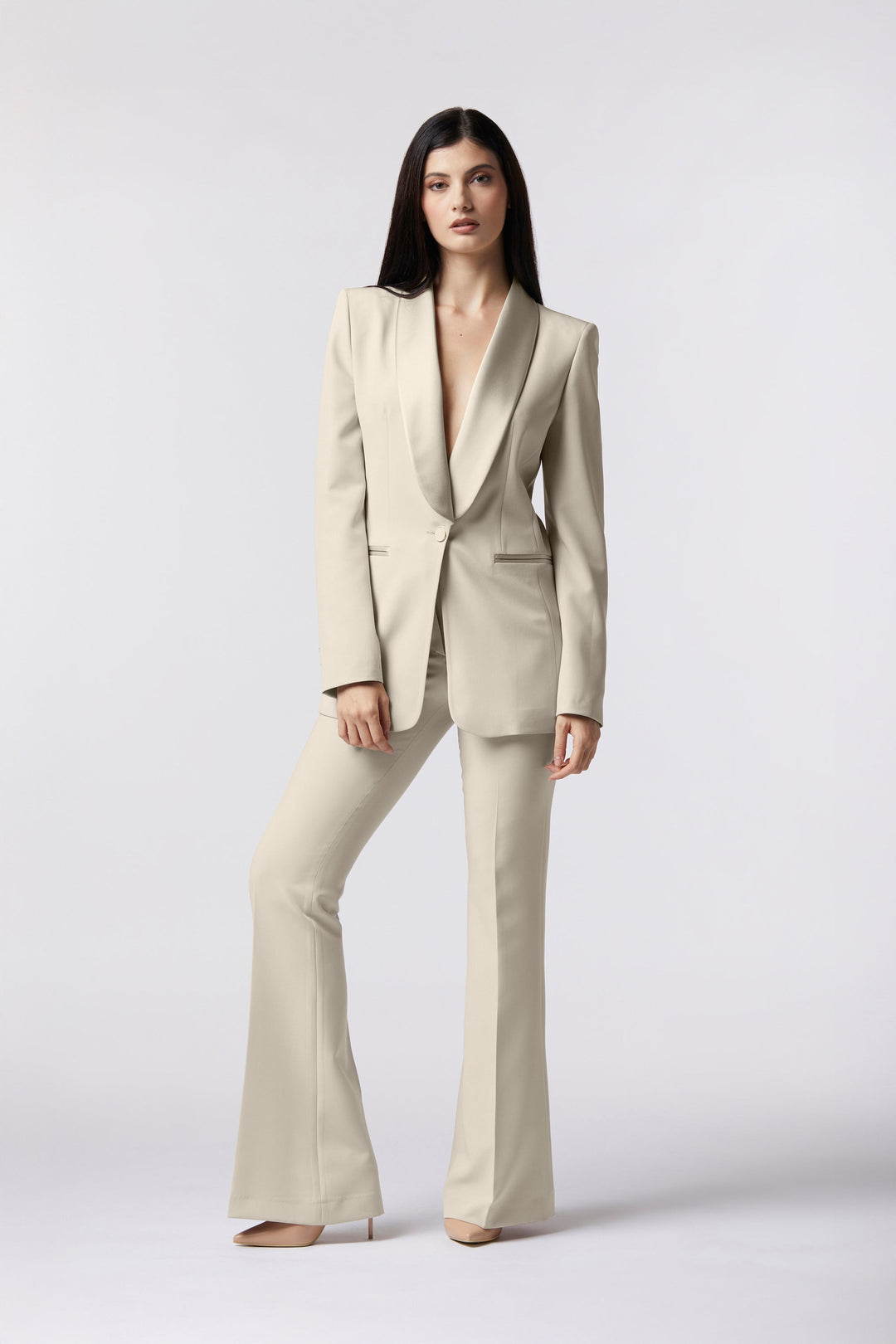 Tailleur Cortona Oblise in lana stretch, colore avorio