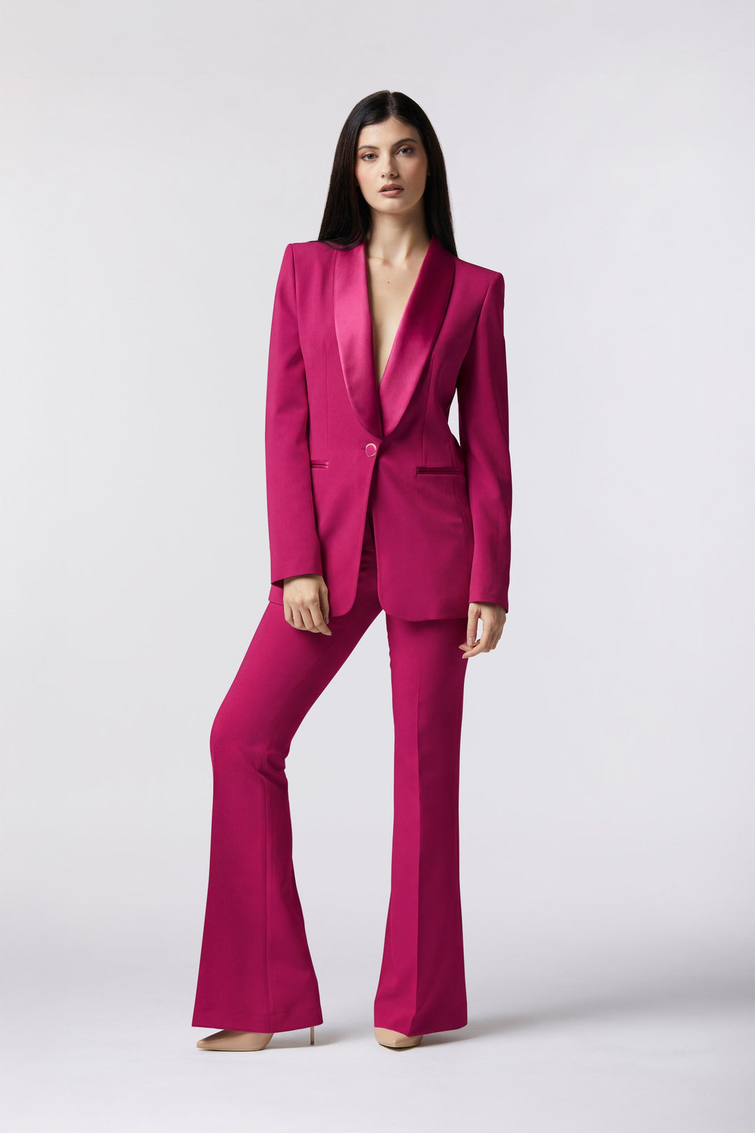 Tailleur Cortona Oblise in lana stretch, colore magenta