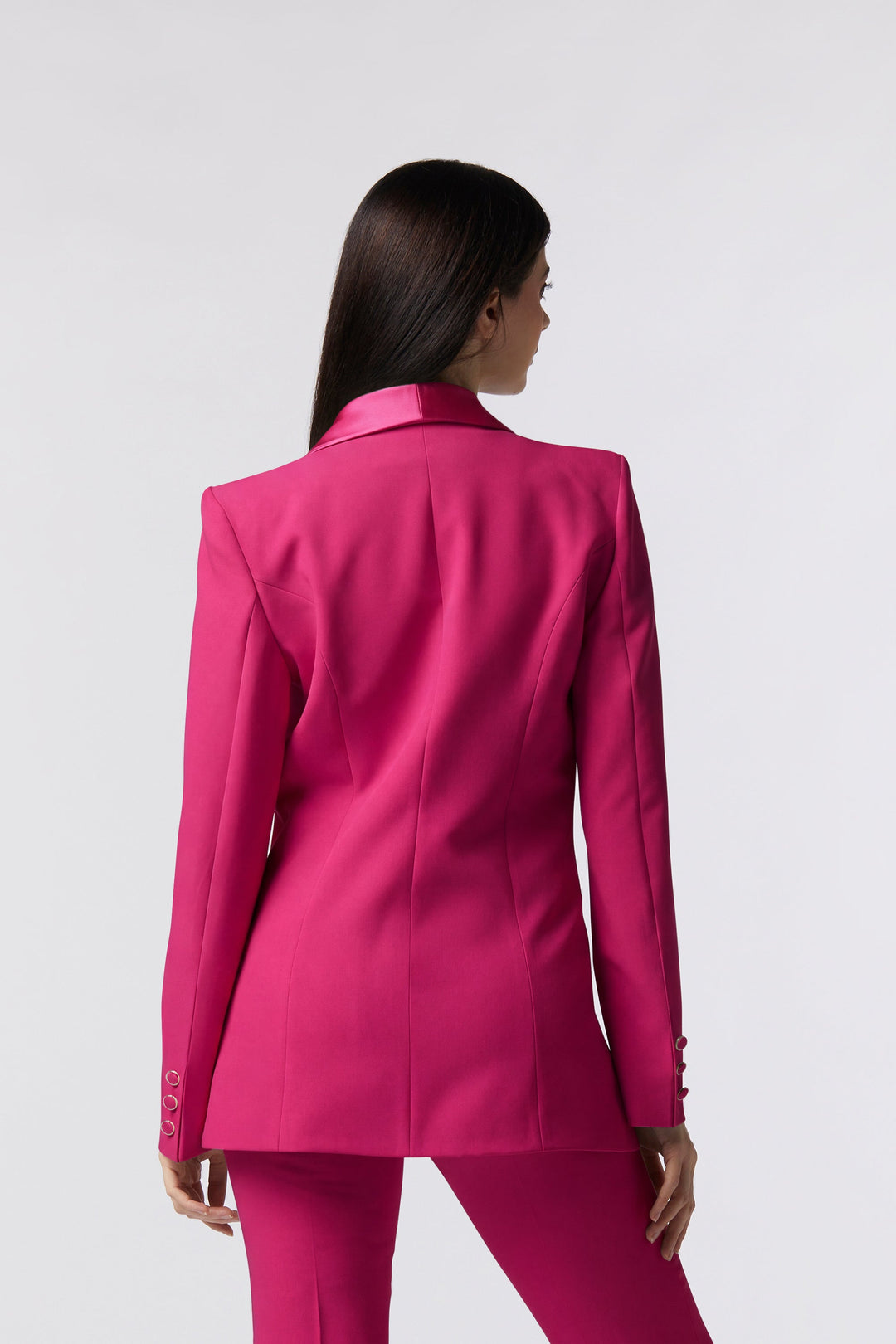 Tailleur Cortona Oblise in lana stretch, colore magenta