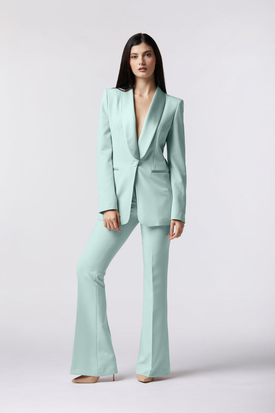 Tailleur Cortona Oblise in lana stretch, colore acqua