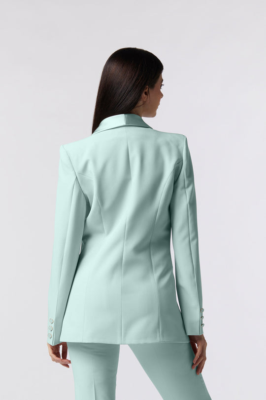 Tailleur Cortona Oblise in lana stretch, colore acqua