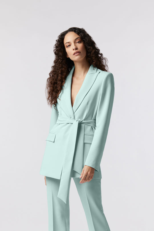 Tailleur Cortona Oblise in lana stretch, colore acqua