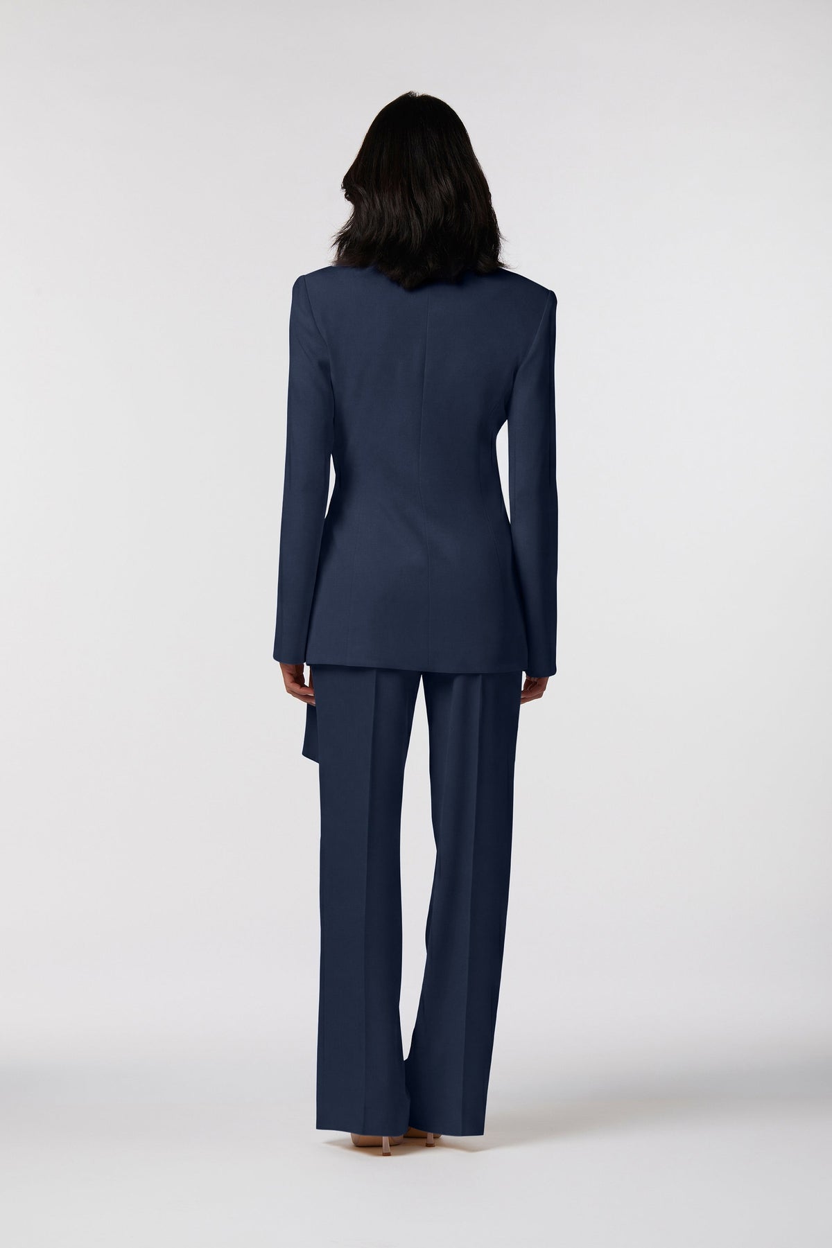 Tailleur Positano Oblise in raso opaco, colore blu navy