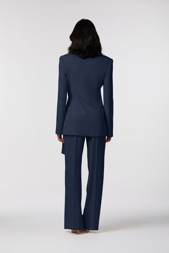 Tailleur Positano Oblise in raso opaco, colore blu navy