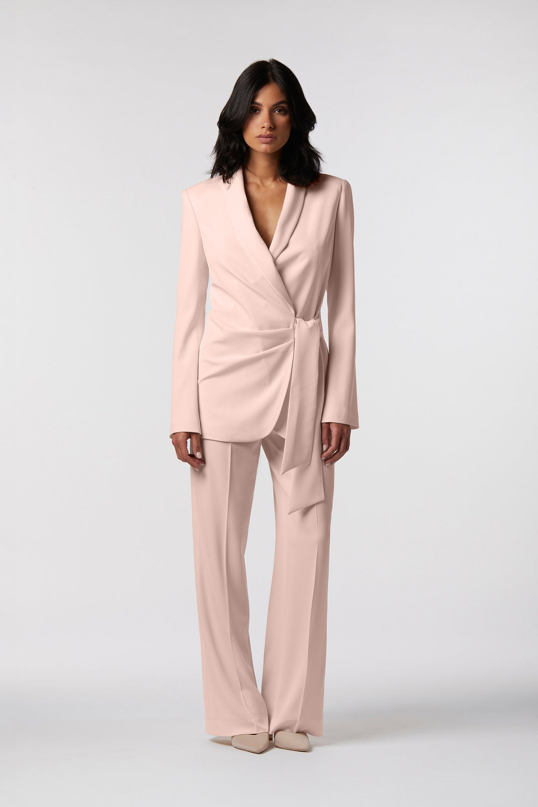 Tailleur Positano Oblise in raso opaco, colore rosa