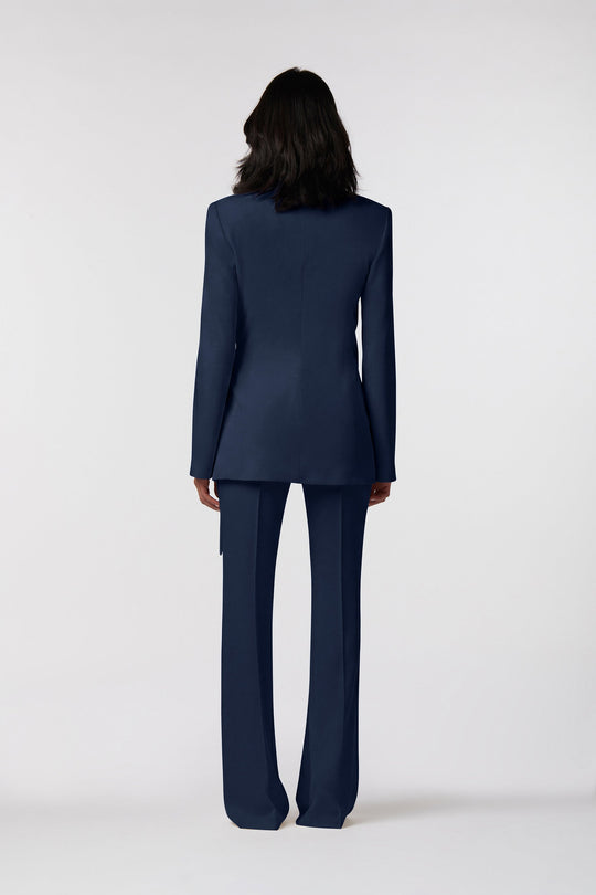Tailleur Positano Oblise in raso opaco, colore blu navy