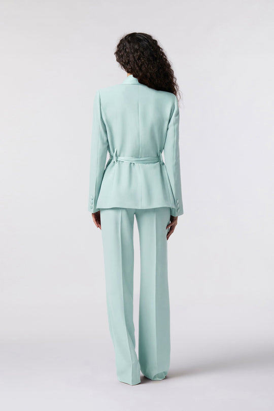 Tailleur Positano Oblise in raso opaco, colore acqua