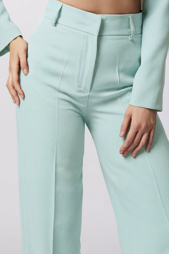 Tailleur Positano Oblise in raso opaco, colore acqua