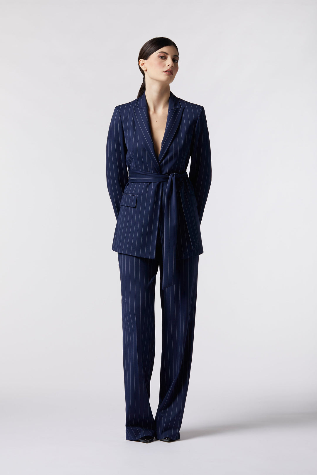 Tailleur Ravello Oblise in gessato milano, colore blu