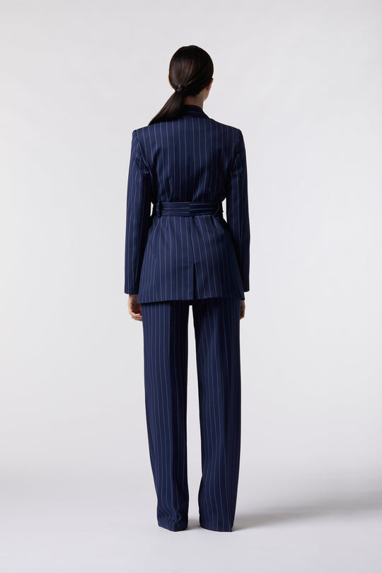 Tailleur Ravello Oblise in gessato milano, colore blu