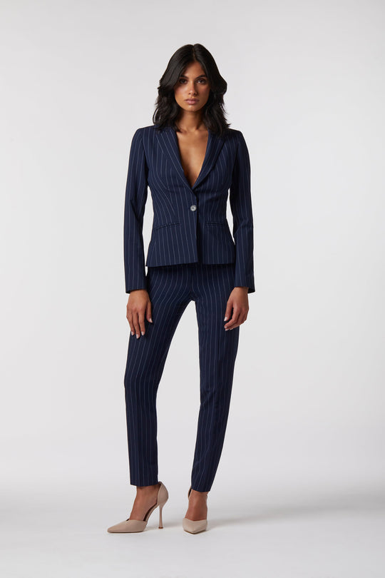 Tailleur Ravello Oblise in gessato milano, colore blu
