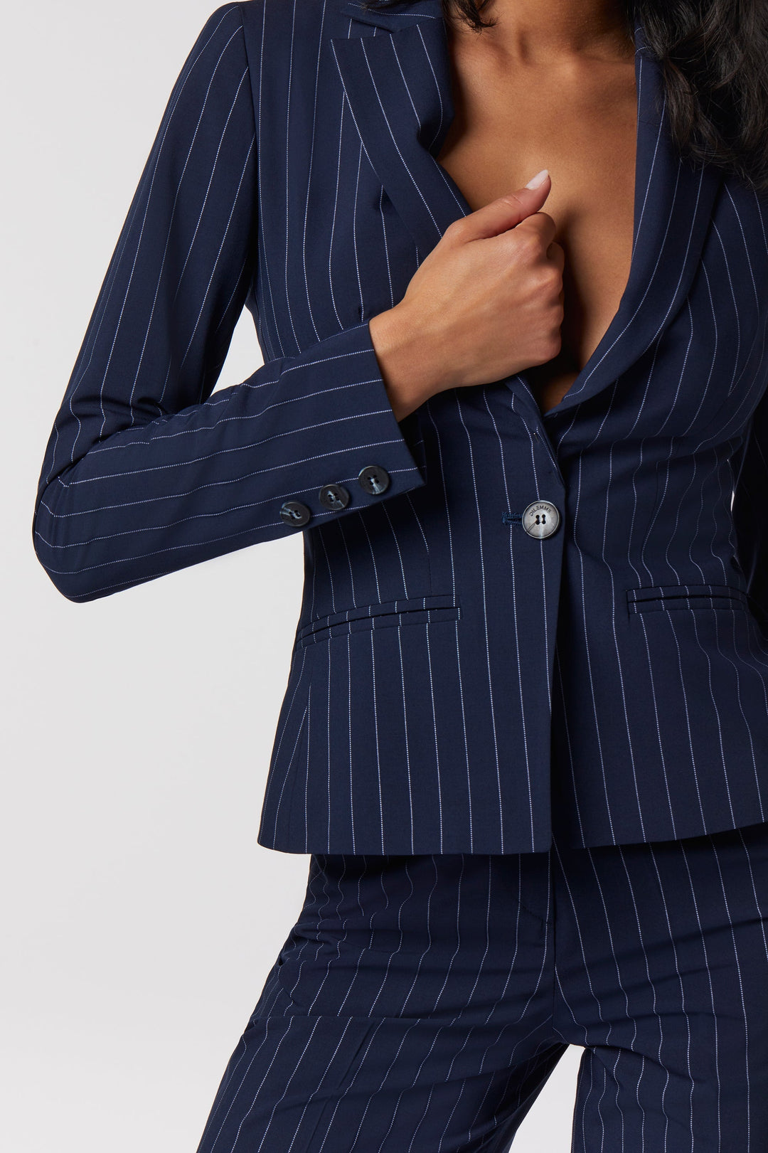 Tailleur Ravello Oblise in gessato milano, colore blu